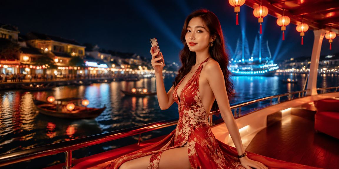 Người dùng tại Hội An sử dụng điện thoại di động để thực hiện giao dịch tài chính trực tuyến